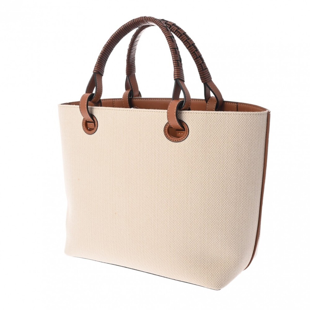 Loewe Anagram Tote Bag Ecru Tan Canvas Calfskin - Picture 2 of 9
